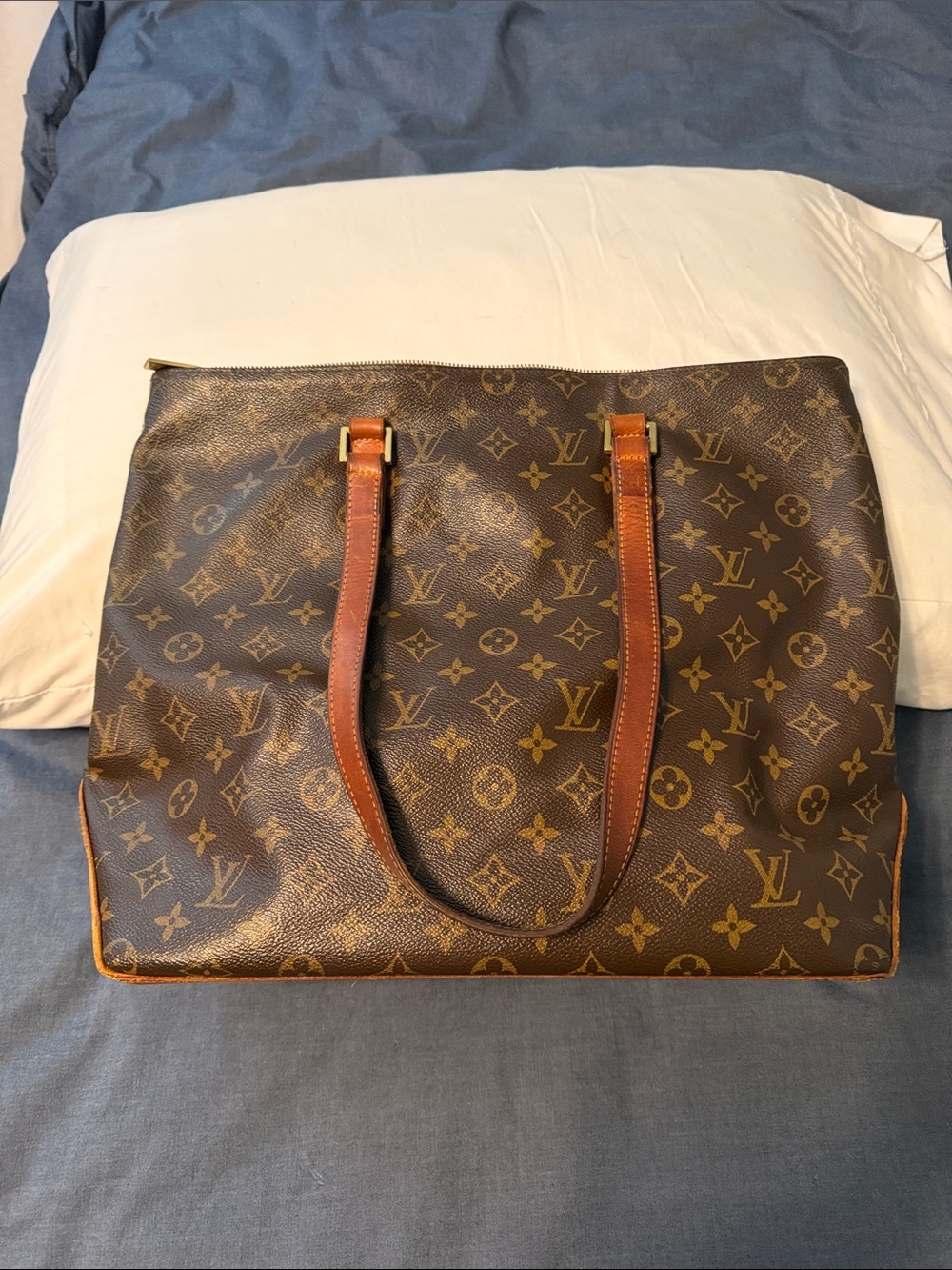 Louis Vuitton Monogram Canvas Shoulder Bag in Brown with Tan Trim